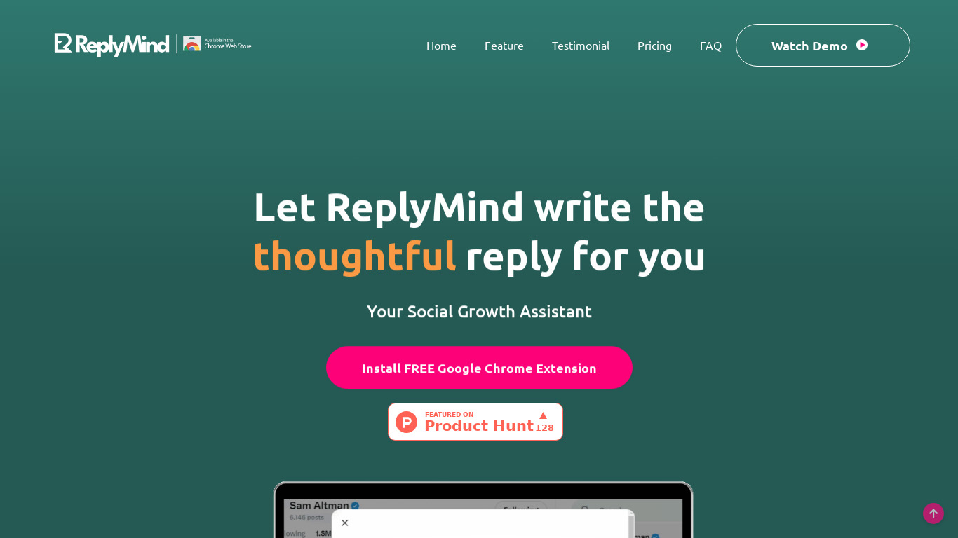 ReplyMind Landing page