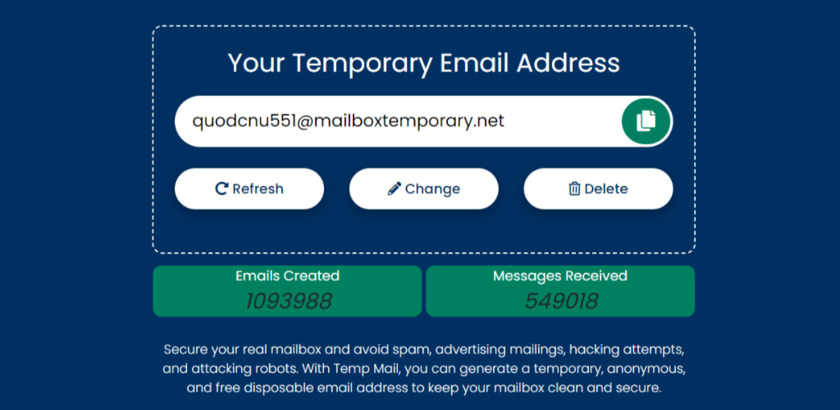 Mailbox Temporary Landing Page