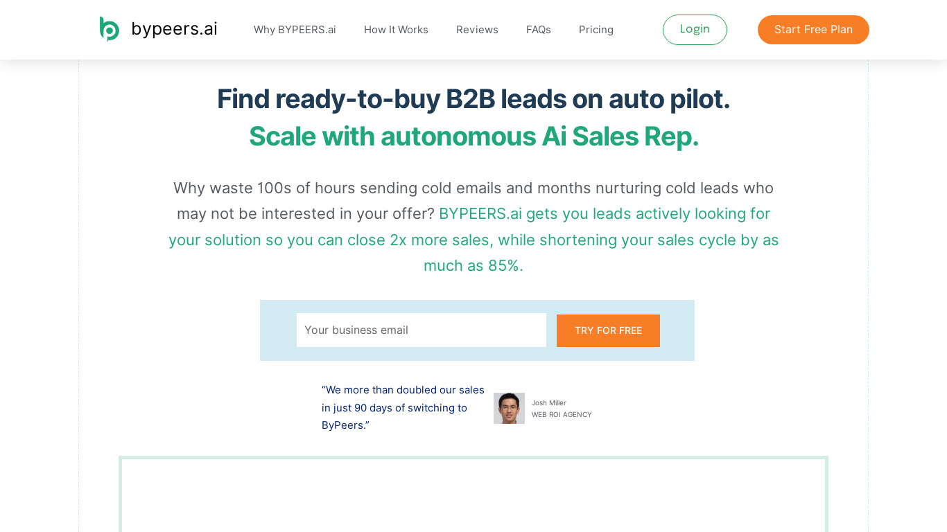 BYPEERS.ai Landing page