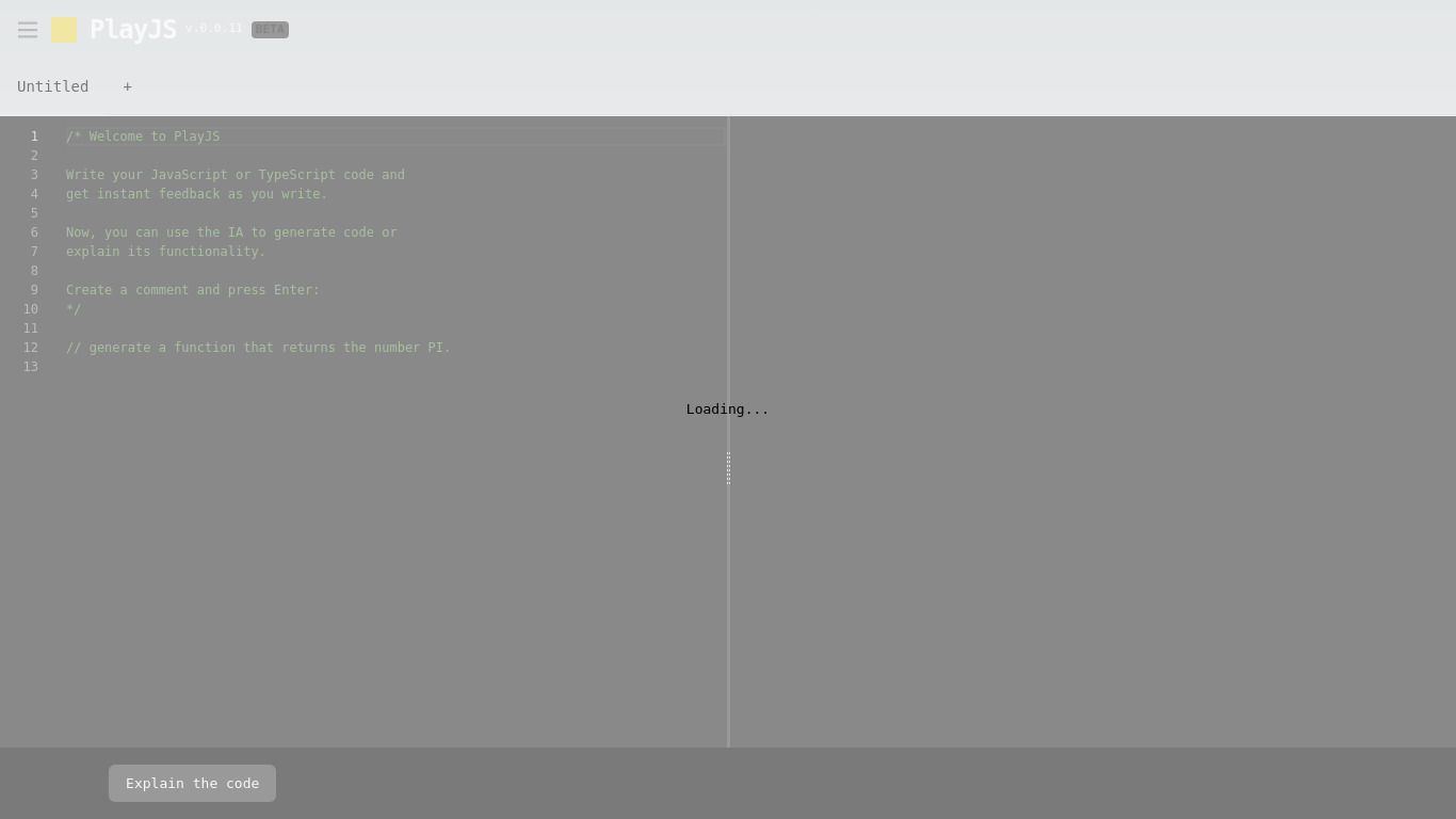 PlayJS Landing page
