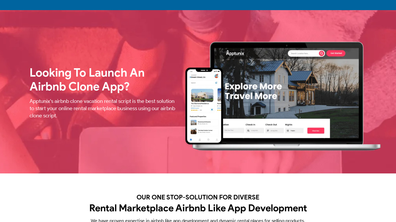 Apptunix Airbnb Clone Landing page