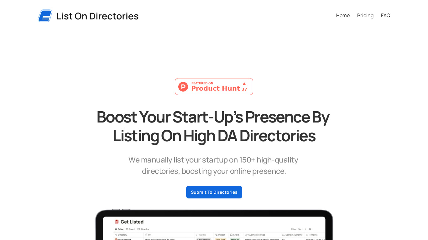 List on Directories Landing page