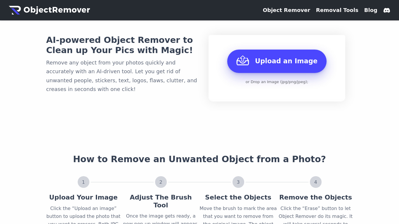 Objectremover | Remove Unwanted Objects Landing page