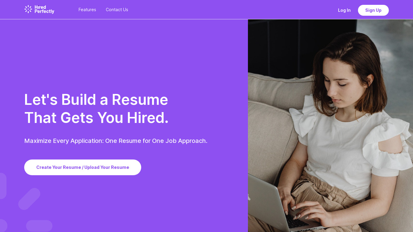 HiredPerfectly Landing page