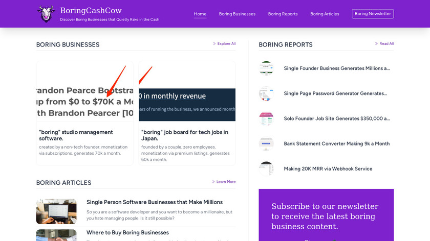 BoringCashCow Landing Page