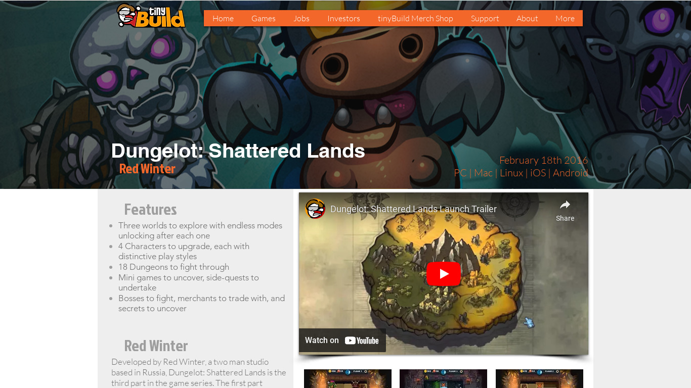 Dungelot: Shattered Lands Landing page
