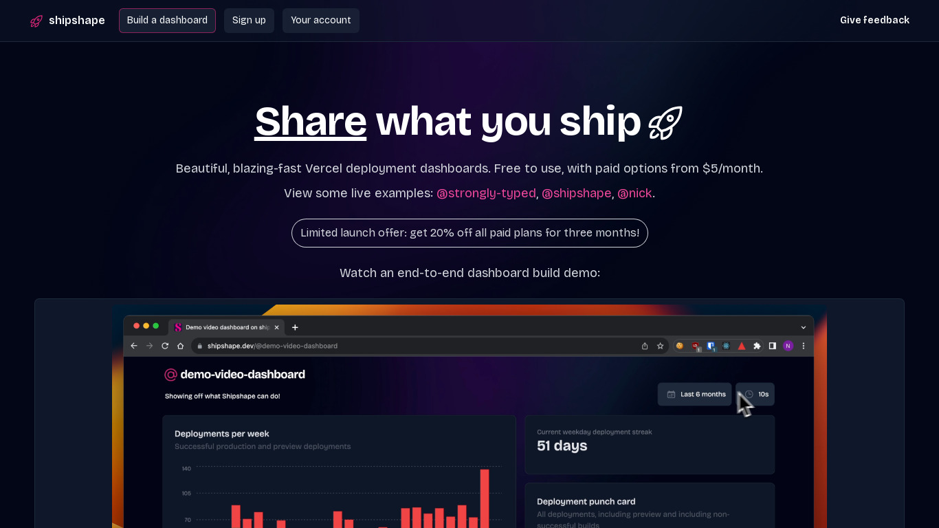 Shipshape Landing page