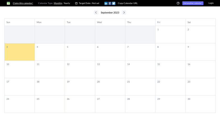 Cross-Out Calendar by EventSpot Landing Page
