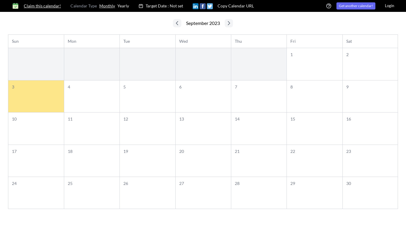 Cross-Out Calendar by EventSpot Landing page