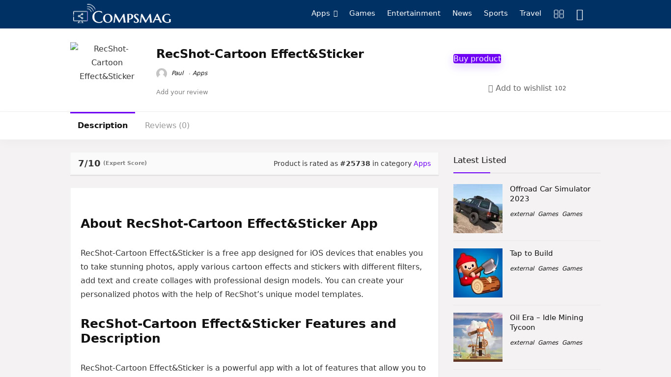 RecShot-Cartoon Effect&Sticker Landing page