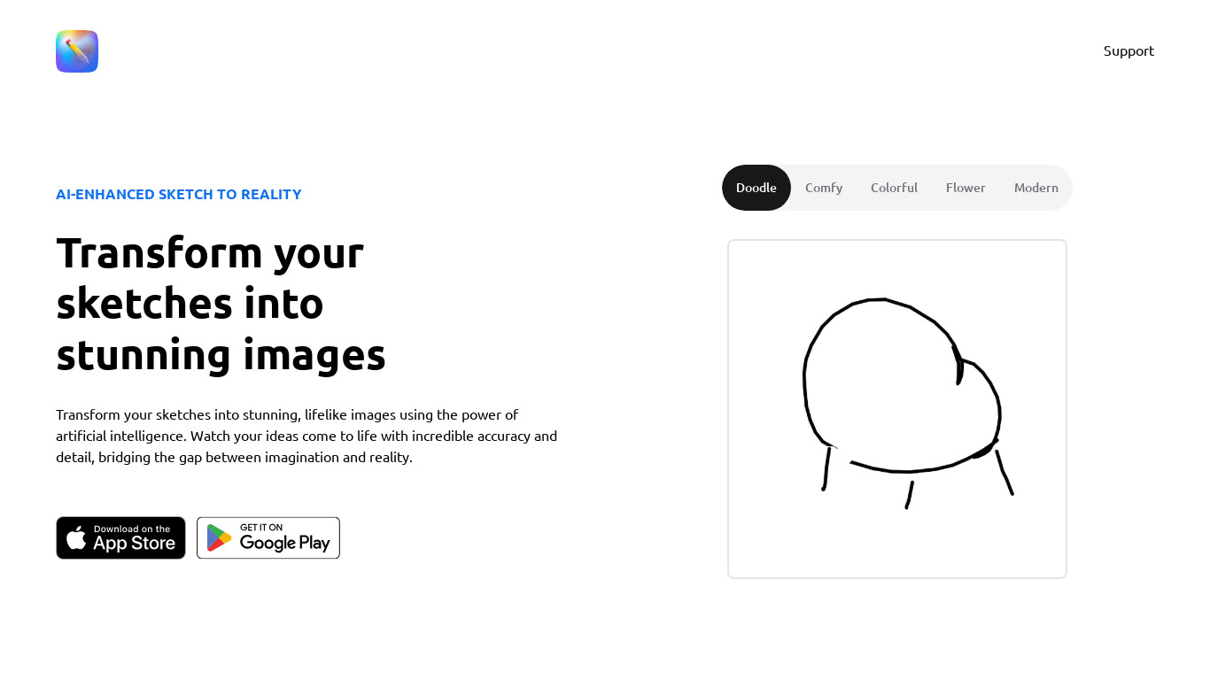 AI Drawing Image Generator Landing page