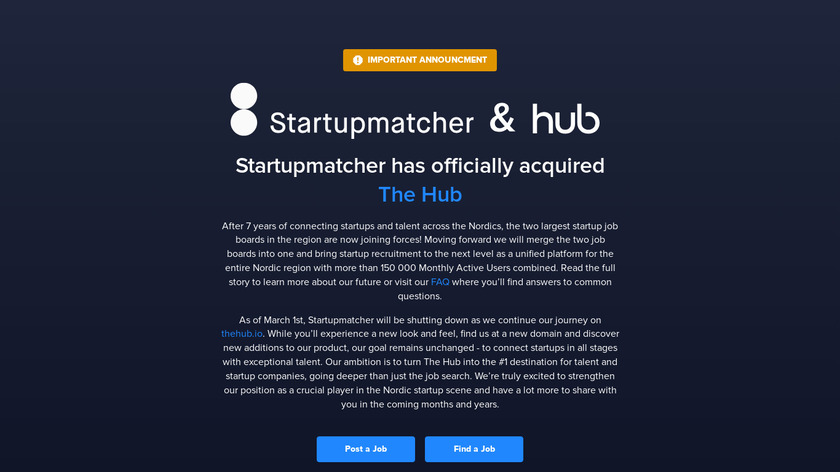 Startupmatcher Landing Page