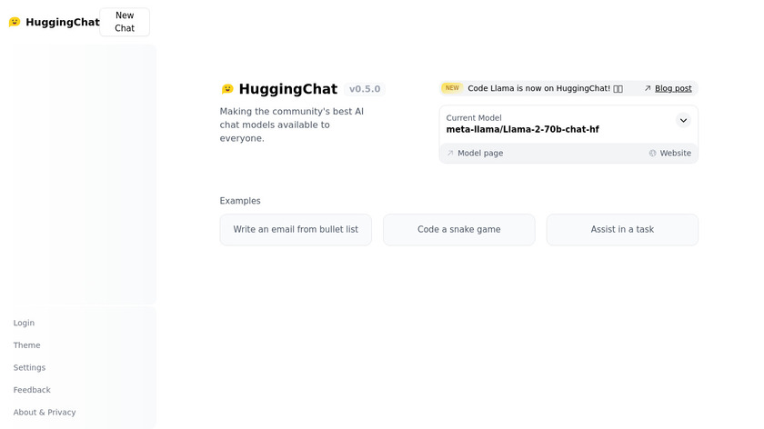 HuggingChat Landing Page