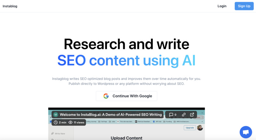 instaBlog AI Landing Page