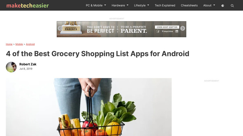 Easy Android Shopping List Landing Page
