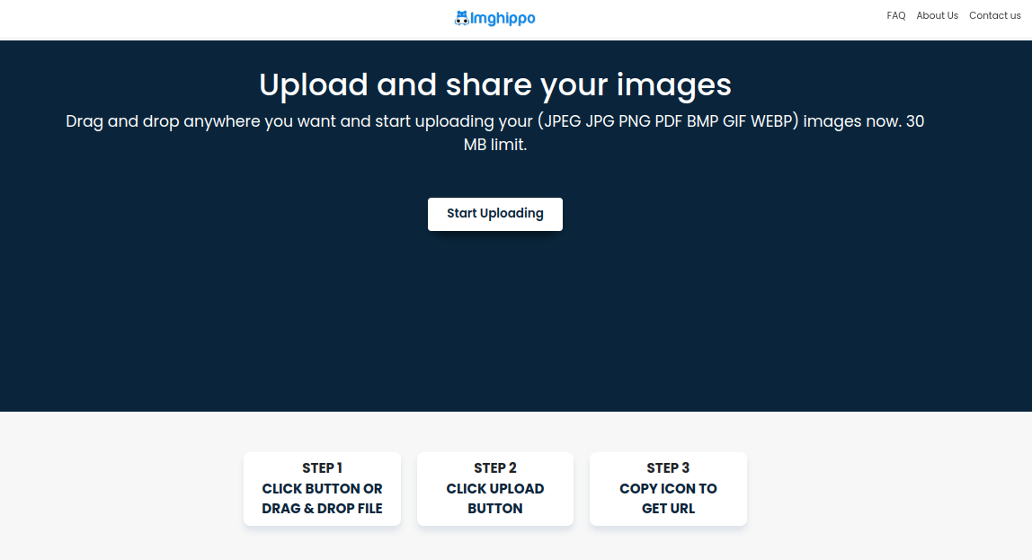 Imghippo Landing page