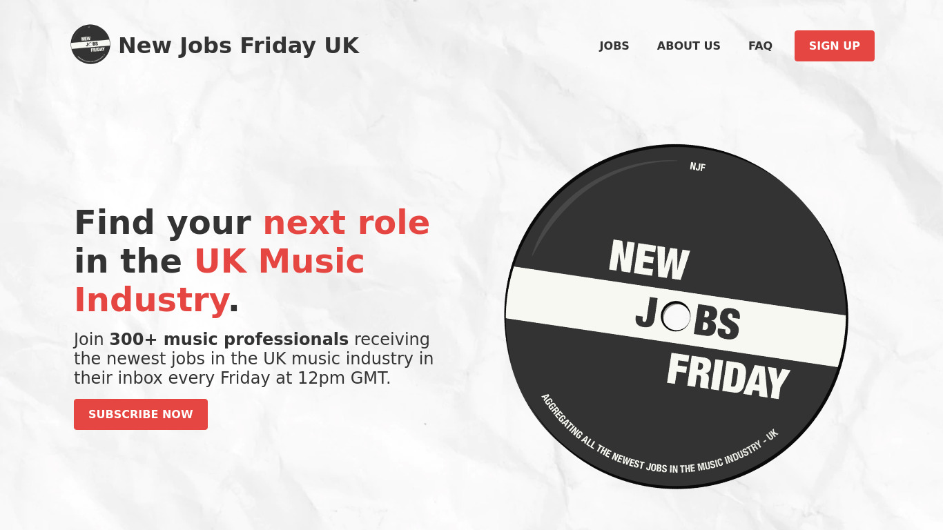 New Jobs Friday UK Landing page