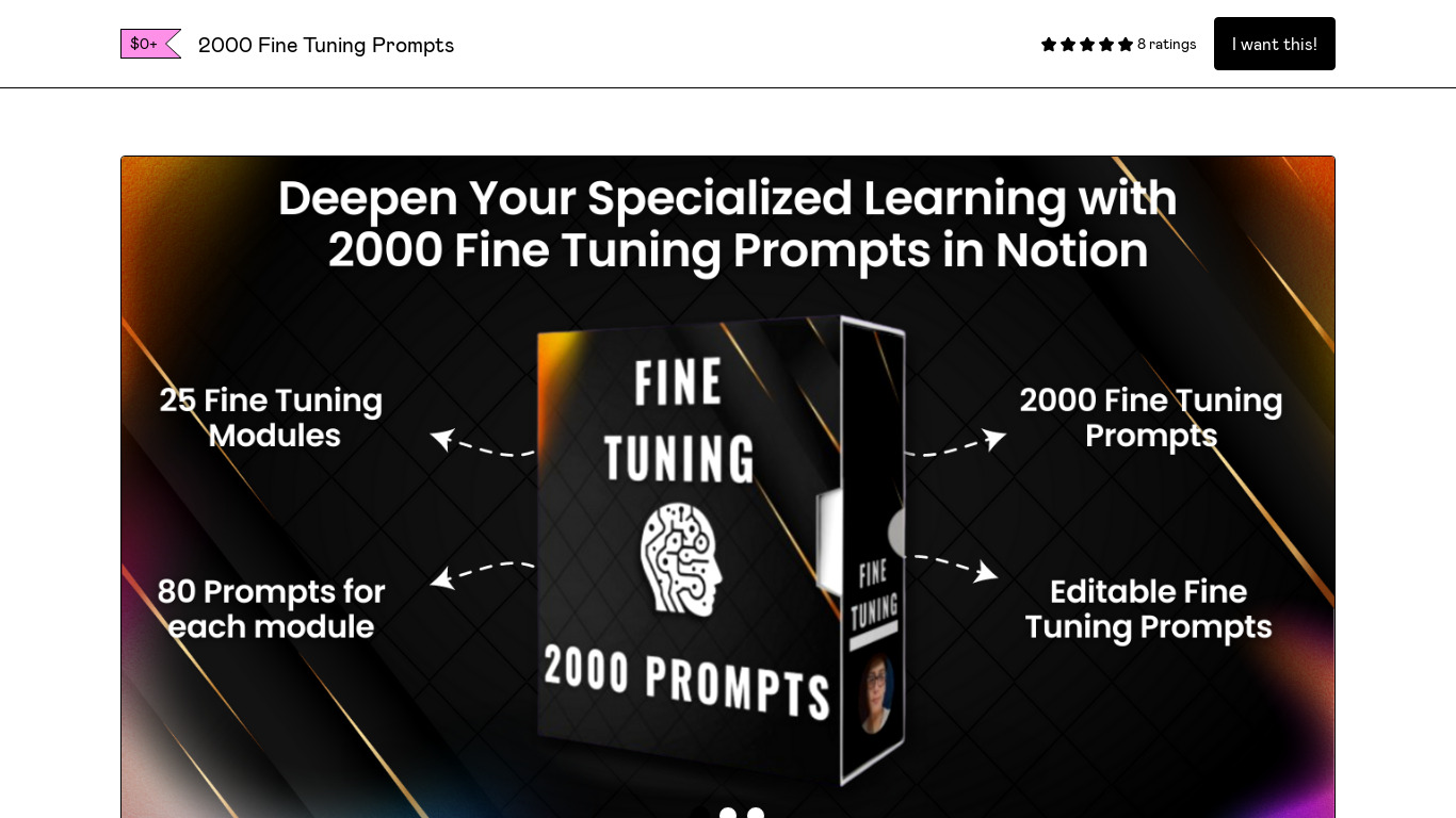 2000 Fine Tuning Prompts Landing page