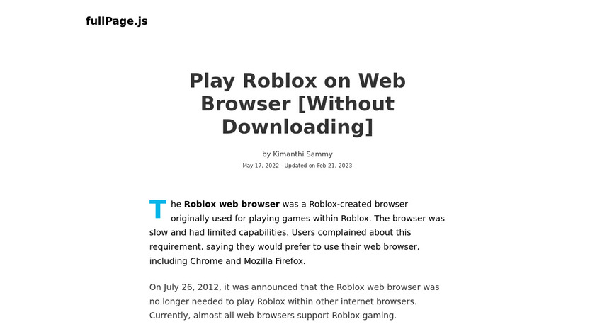 The Roblox Browser Landing Page