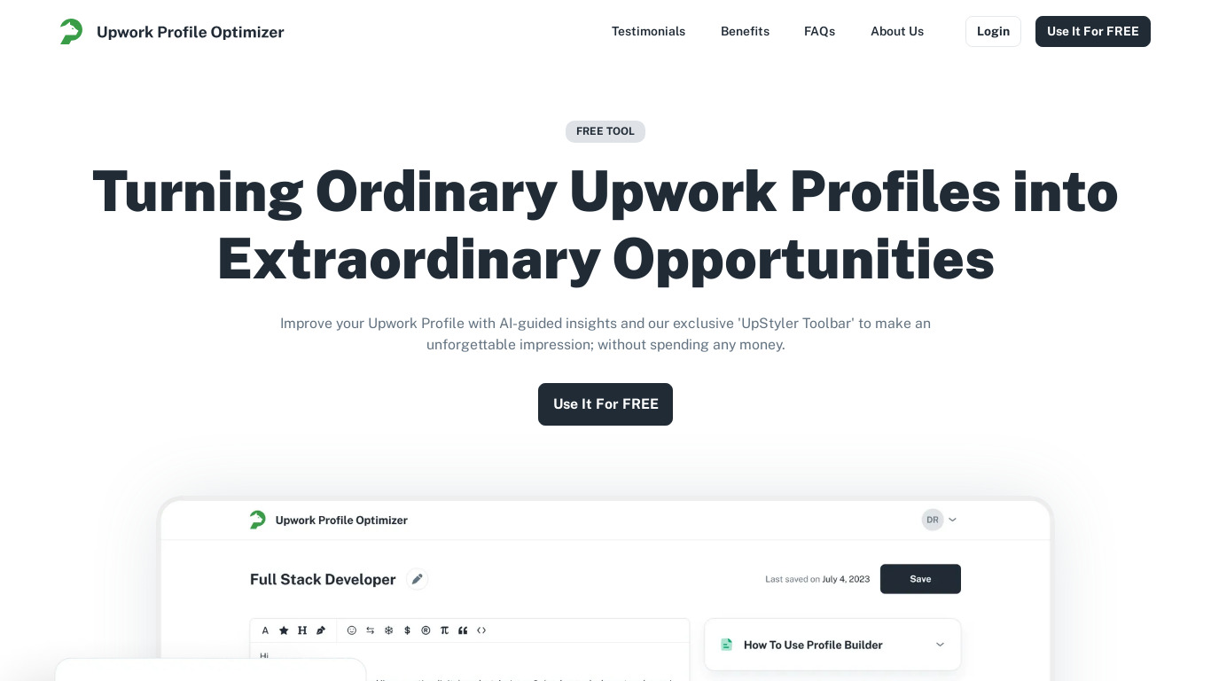 PouncerAI - Upwork Profile Optimizer Landing page