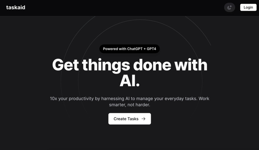 TaskAid AI Landing Page