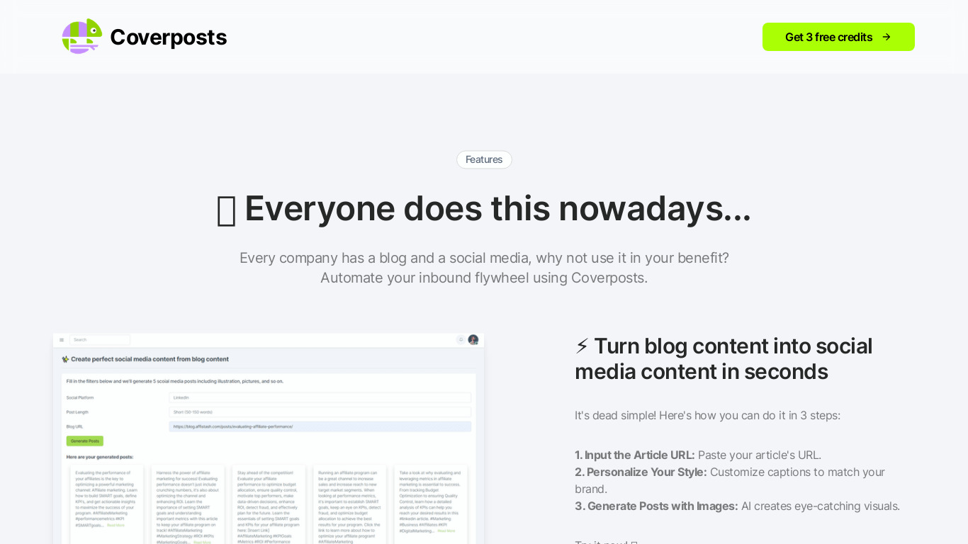 Coverposts Landing page