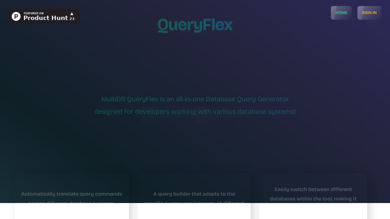 QueryFlex Landing page
