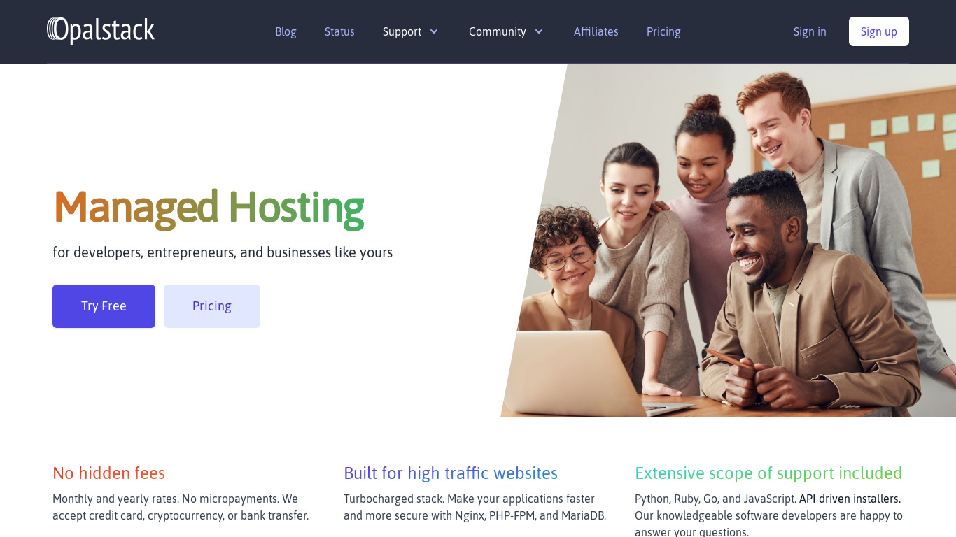 Opalstack Landing page