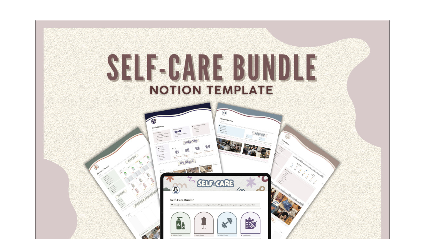 Notion Self Care Bundle Landing page