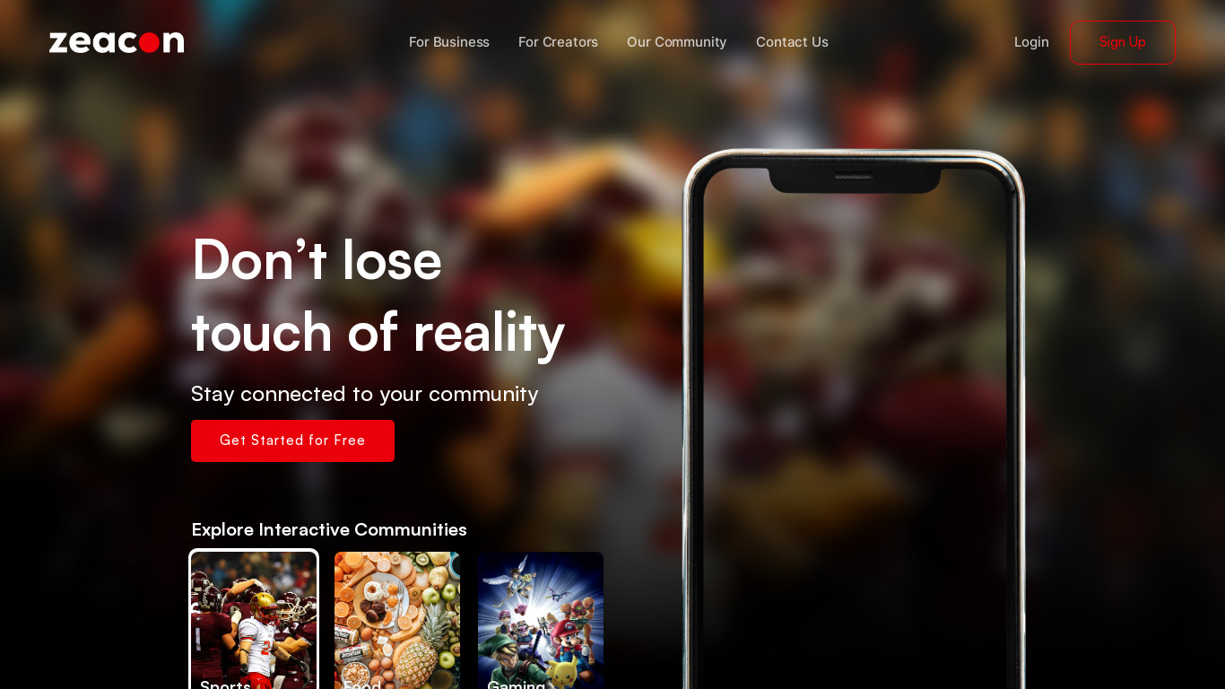 Zeacon Landing page
