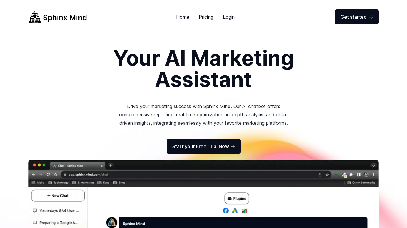 Sphinx Mind Landing page