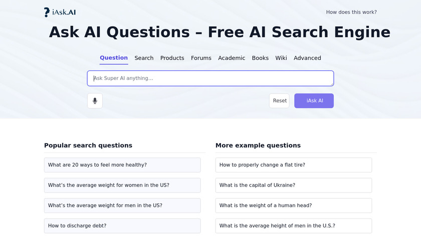 iAsk.Ai Landing Page