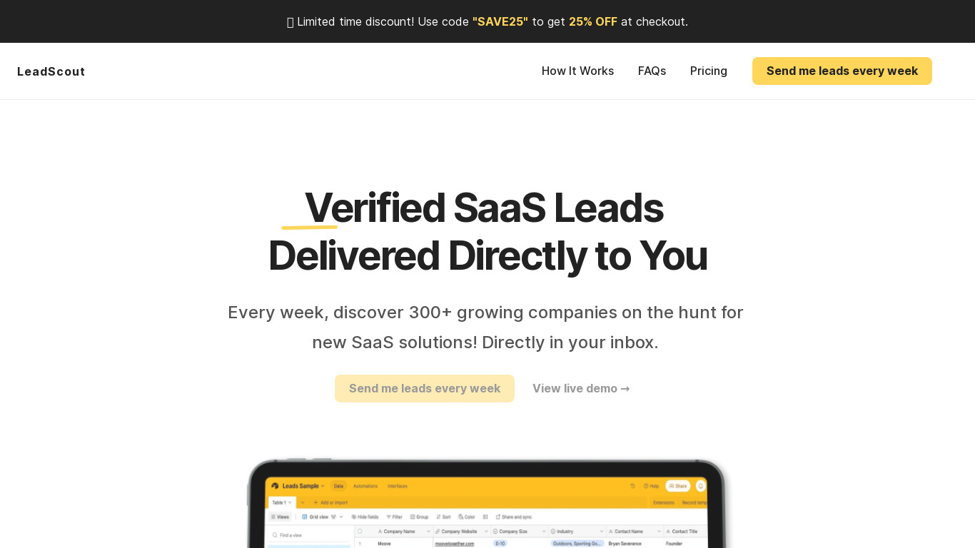 LeadScout Landing page