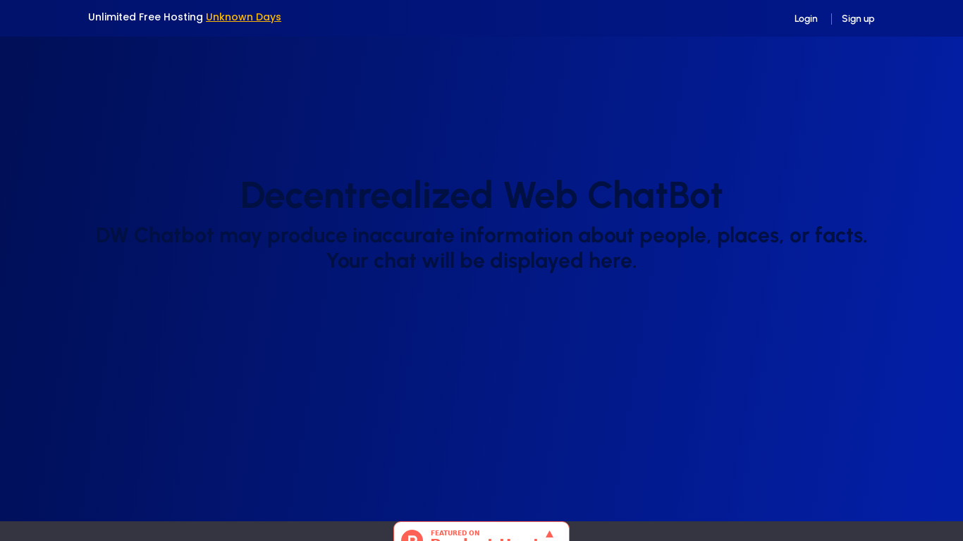 Free DW AI ChatBot Landing page