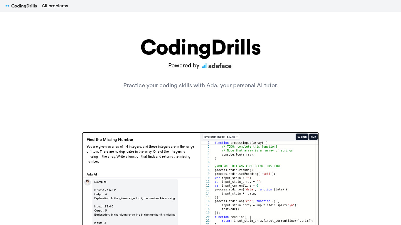 CodingDrills Landing page