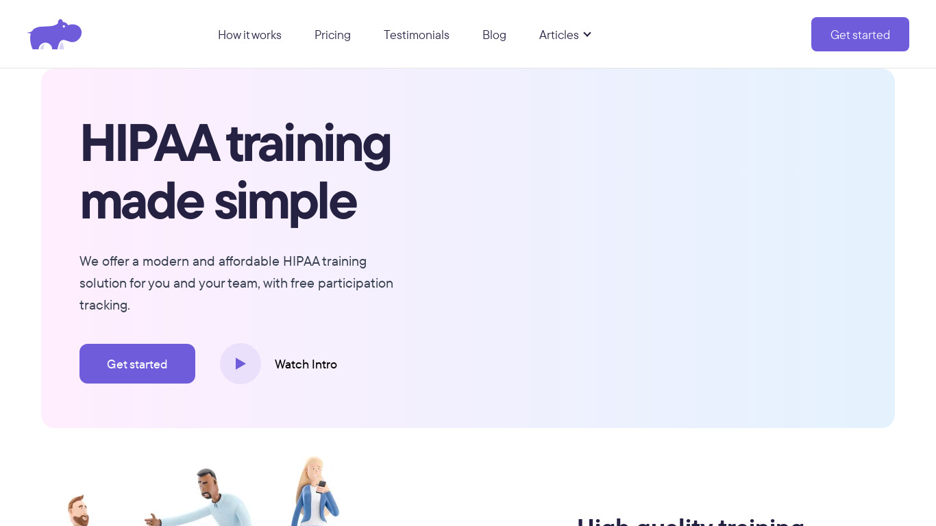 TeachMeHIPAA Landing page