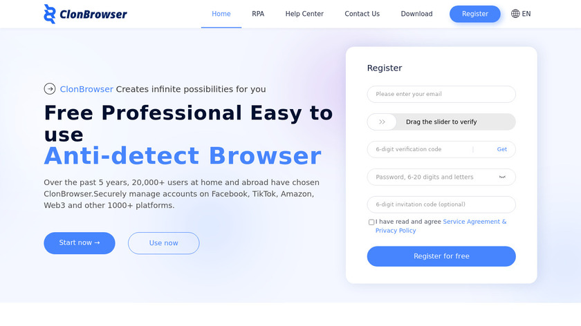 ClonBrowser Landing Page