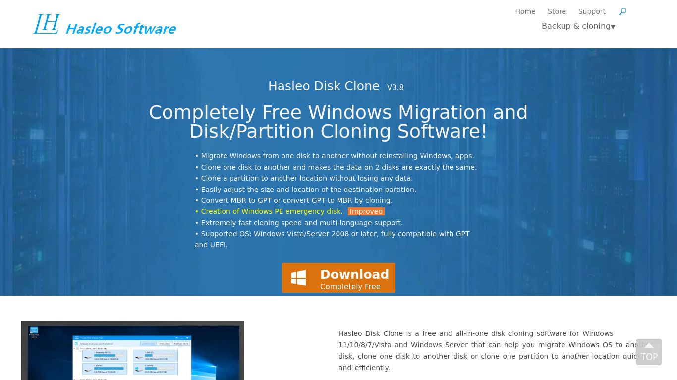 Hasleo Disk Clone Landing page