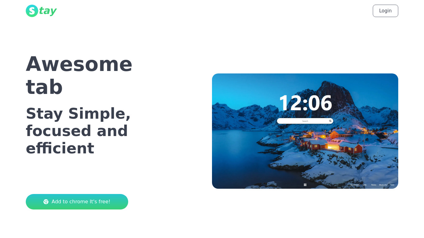 Stay Tab Landing page