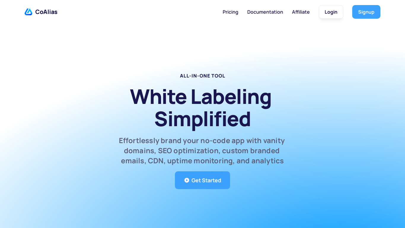 CoAlias Landing page
