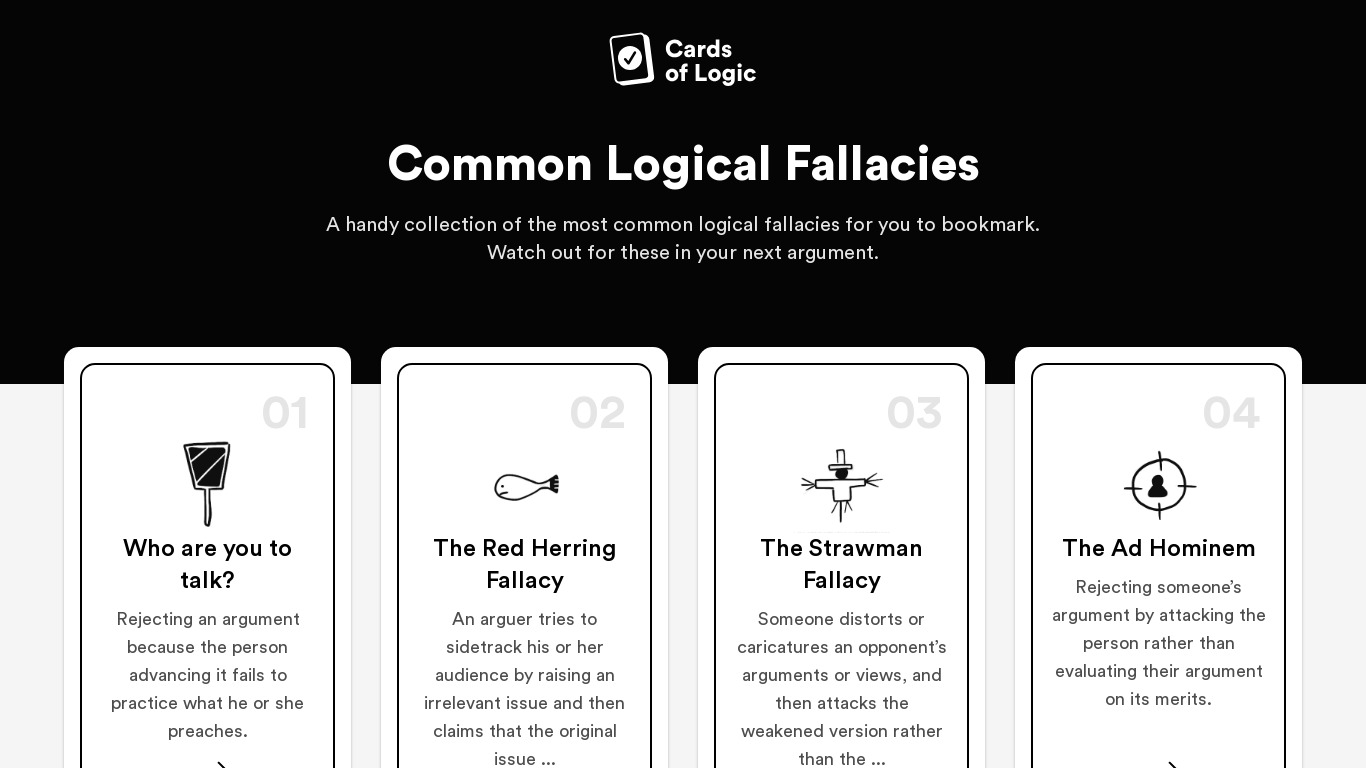 Cards of Logic Landing page