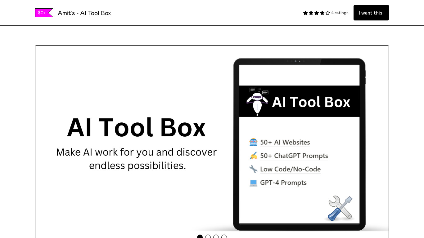 Amit’s - AI Tool Box Landing page