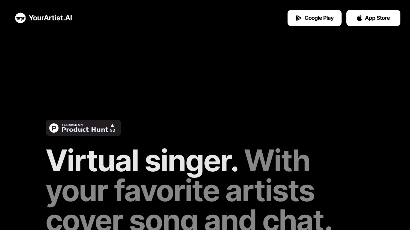 YourArtist.AI Landing page
