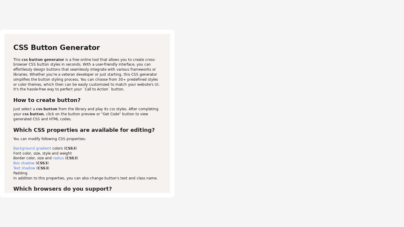 Best Button Generator Landing page