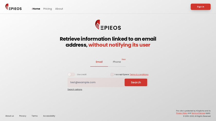 Epieos Landing Page