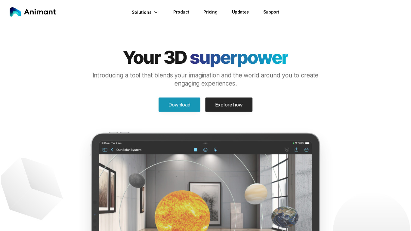 Animant Landing page