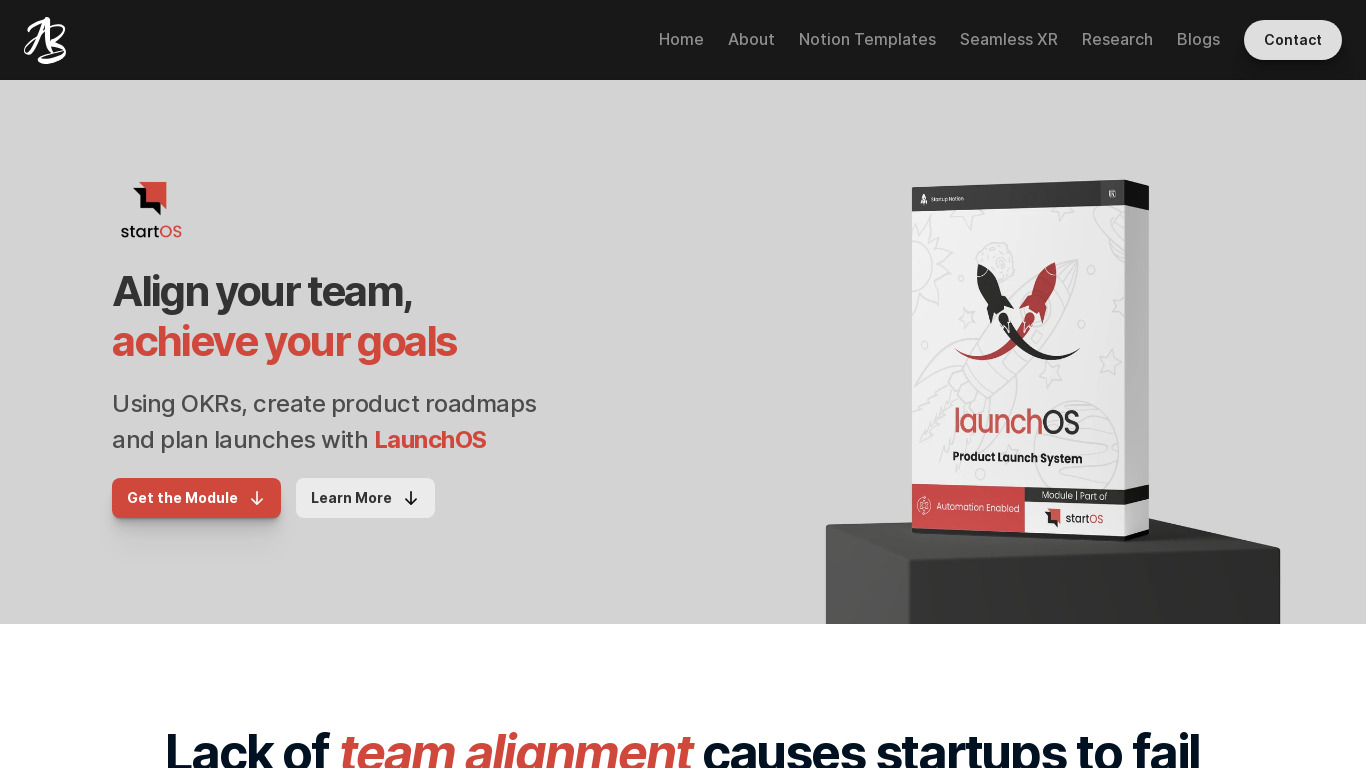 LaunchOS: StartOS' Product Launch System Landing page