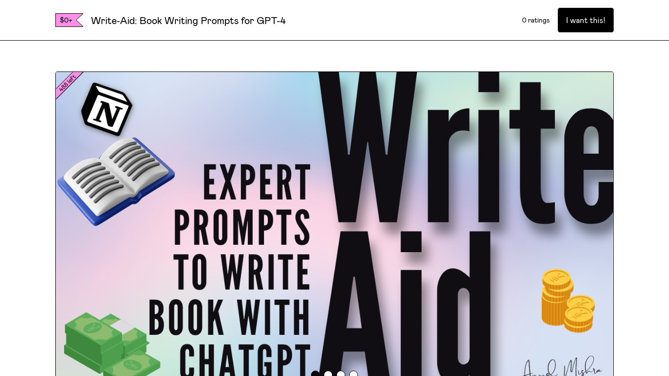 Write-Aid: Book Writing GPT-4 Prompts Landing page