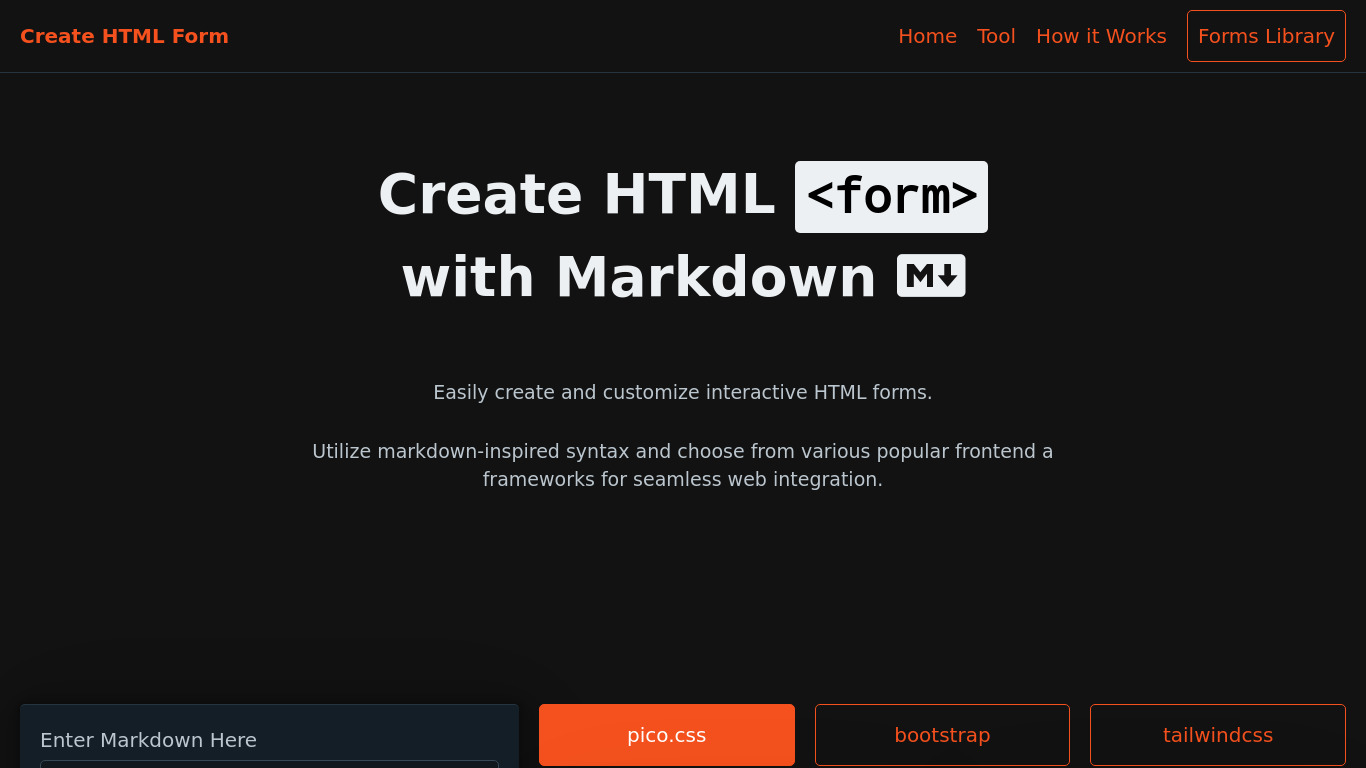 Create HTML Form Landing page