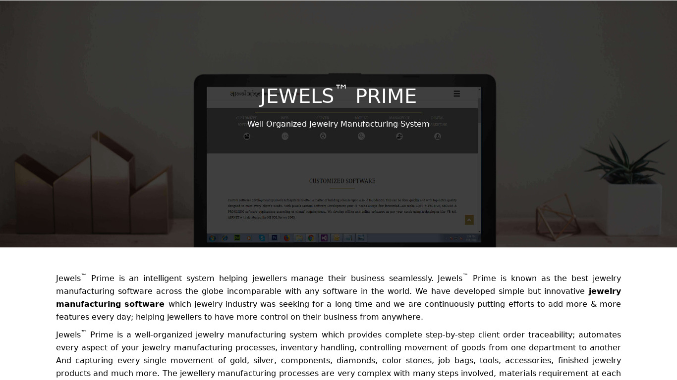 JewelsPrime by Jewel Infosystems Landing page
